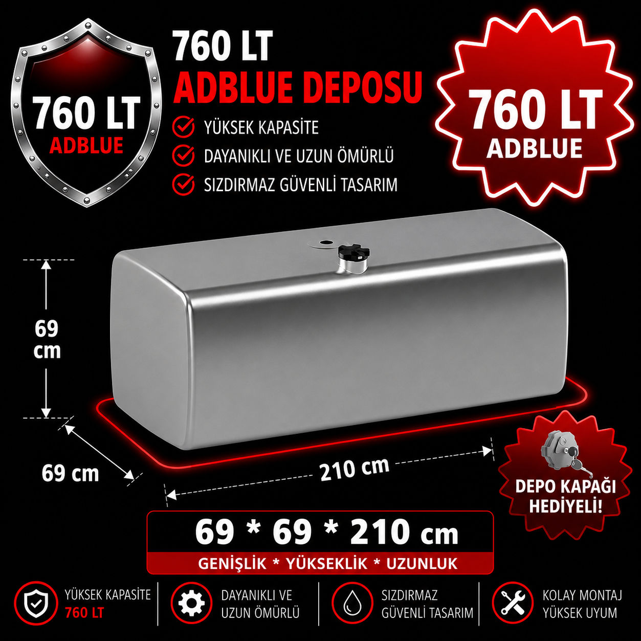 IVECO 760 LT ALUMINIUM BUILDER BAC БЕЗ НІЖОК 69*69*210