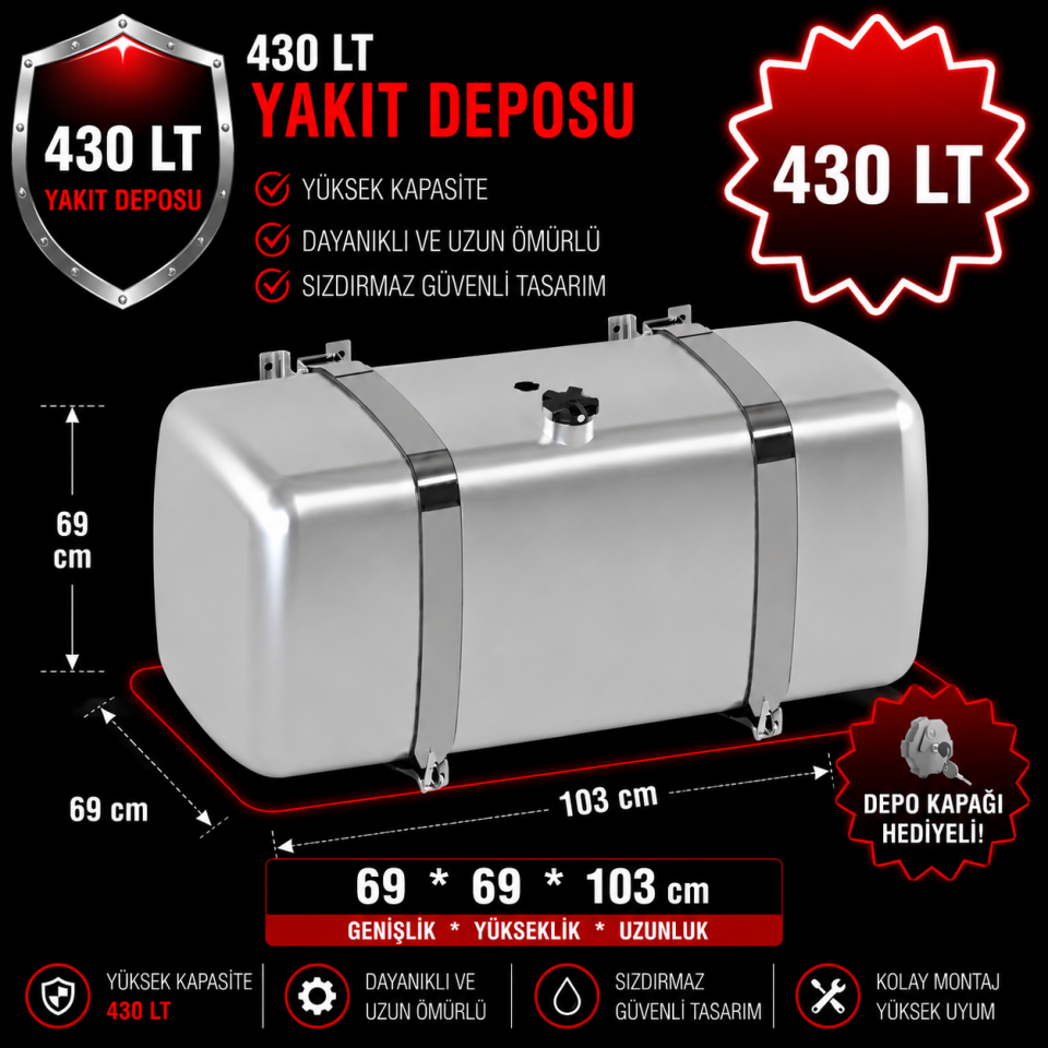 DAF 430 LT ALÜMİNYUM AYAKLI YAKIT DEPOSU 69*69*103