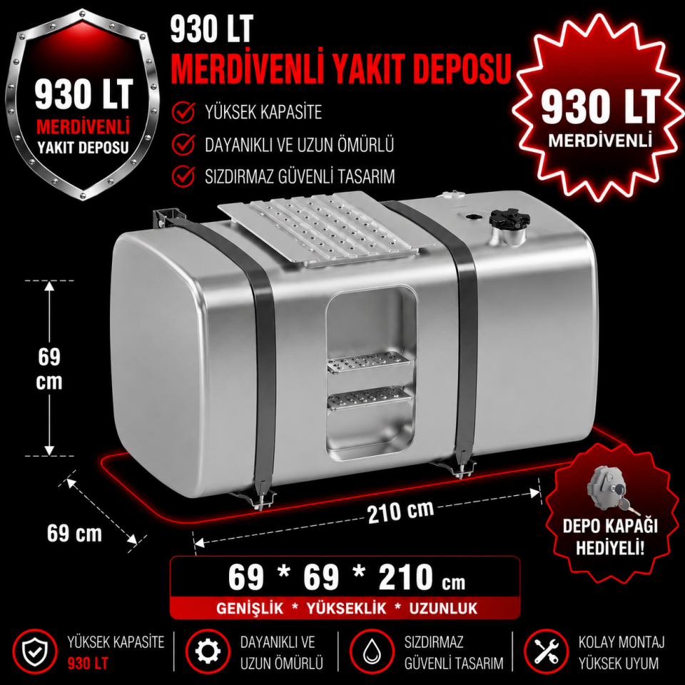 DAF 930 LT MERDİVENLİ ALÜMİNYUM AYAKLI YAKIT DEPOSU 69*69*210