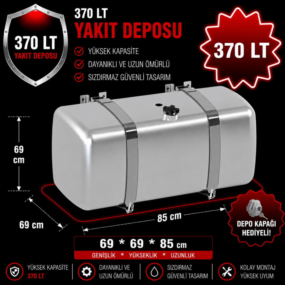 RENAULT 370 LT ALÜMİNYUM AYAKLI YAKIT DEPOSU 69*69*85
