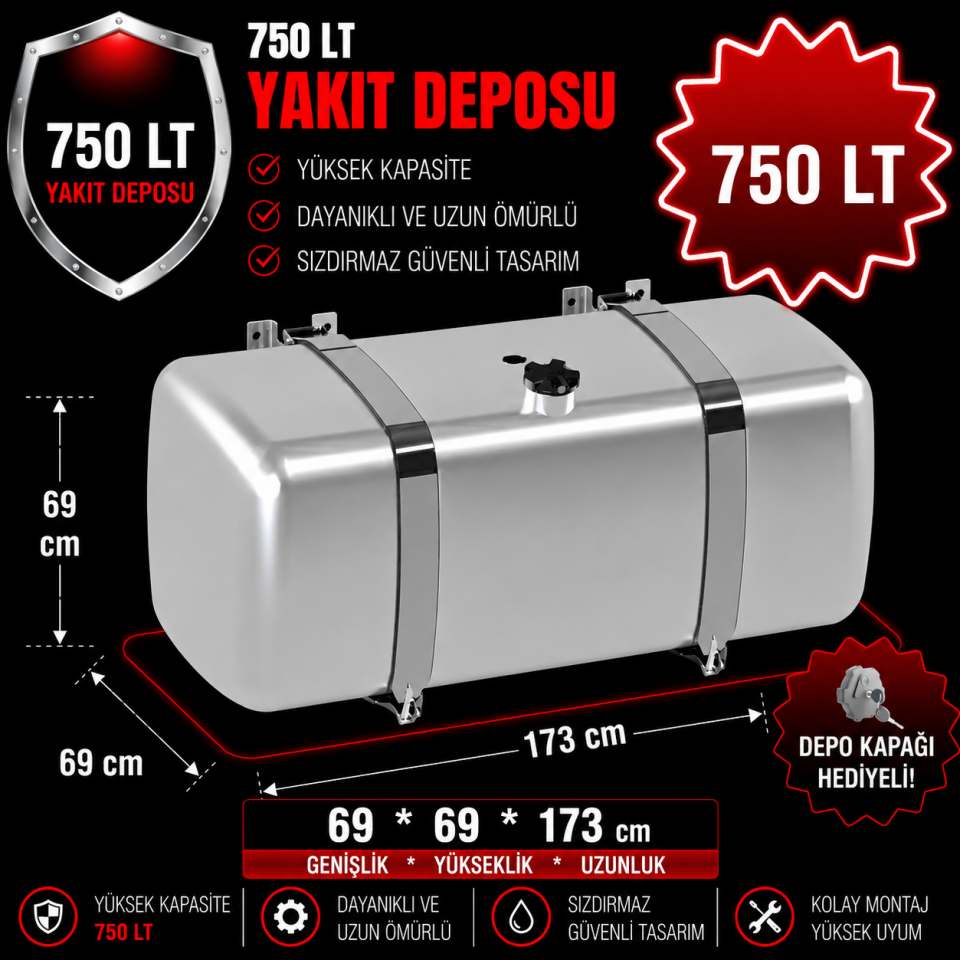 RENAULT 750 LT ALÜMİNYUM AYAKLI YAKIT DEPOSU 69*69*173