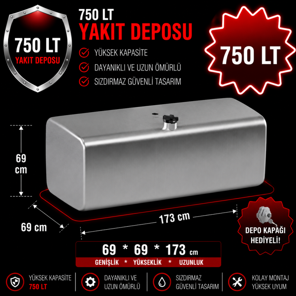 RENAULT 750 LT ALÜMİNYUM AYAKSIZ YAKIT DEPOSU 69*69*173