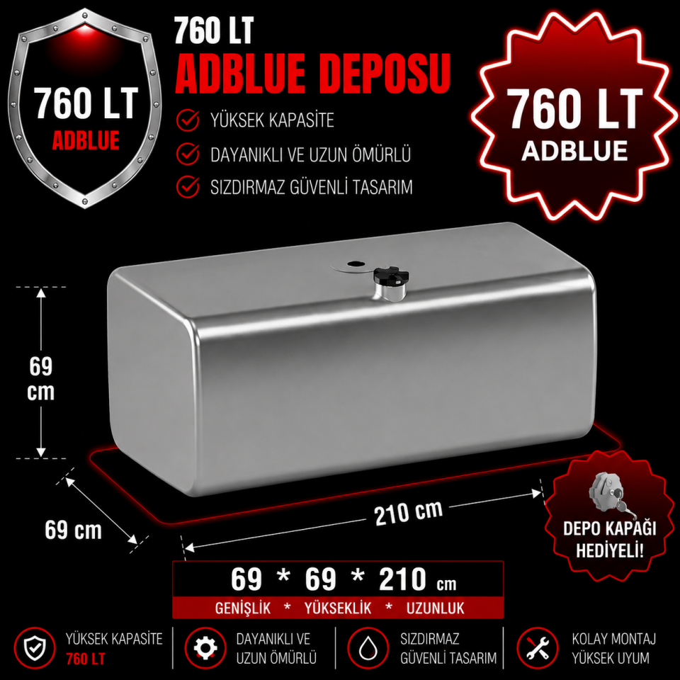 RENAULT 760 LT ADBLUE ALÜMİNYUM AYAKSIZ YAKIT DEPOSU 69*69*210
