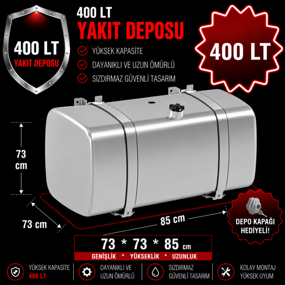 MERCEDES 400 LT ALÜMİNYUM AYAKLI YAKIT DEPOSU 73*73*85