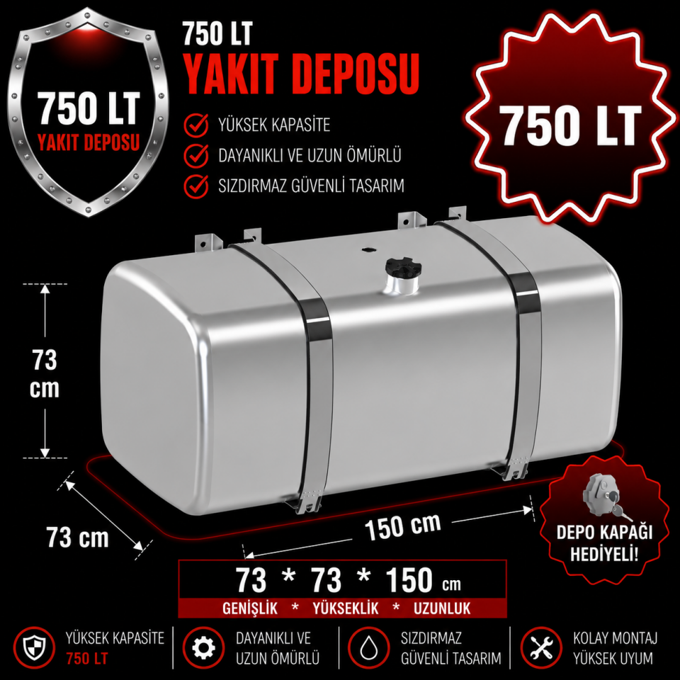 MAN 750 LT ALÜMİNYUM AYAKLI YAKIT DEPOSU 73*73*150