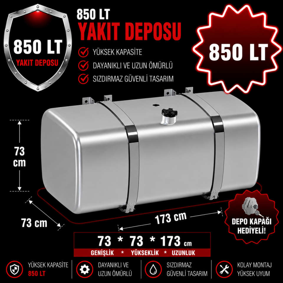 MAN 850 LT ALÜMİNYUM AYAKLI YAKIT DEPOSU 73*73*173