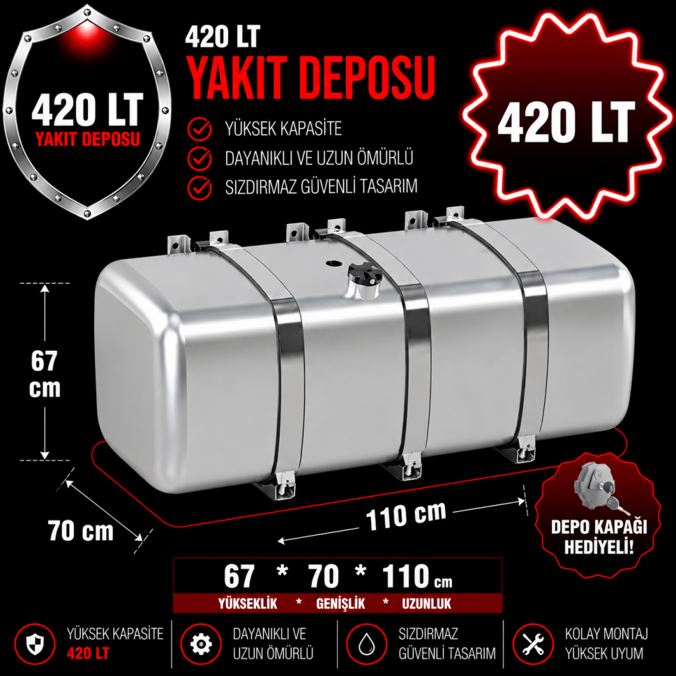 MERCEDES ACTROS 420 LT ALÜMİNYUM AYAKLI YAKIT DEPOSU 65*70*110