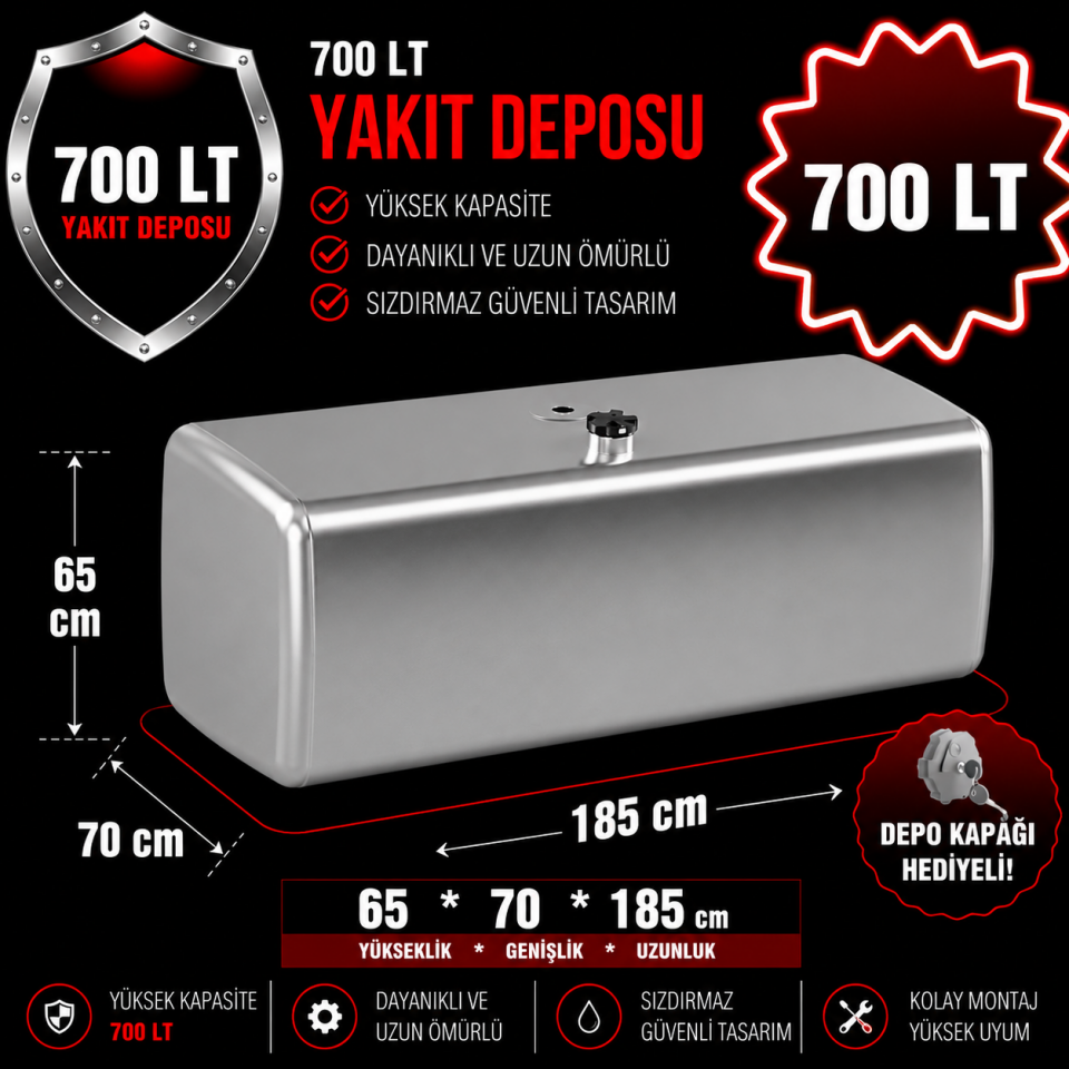 MERCEDES ACTROS 700 LT ALÜMİNYUM AYAKSIZ YAKIT DEPOSU 65*70*185