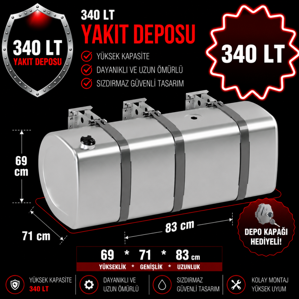 RENAULT 340 LT ALÜMİNYUM AYAKLI YAKIT DEPOSU 69*71*83