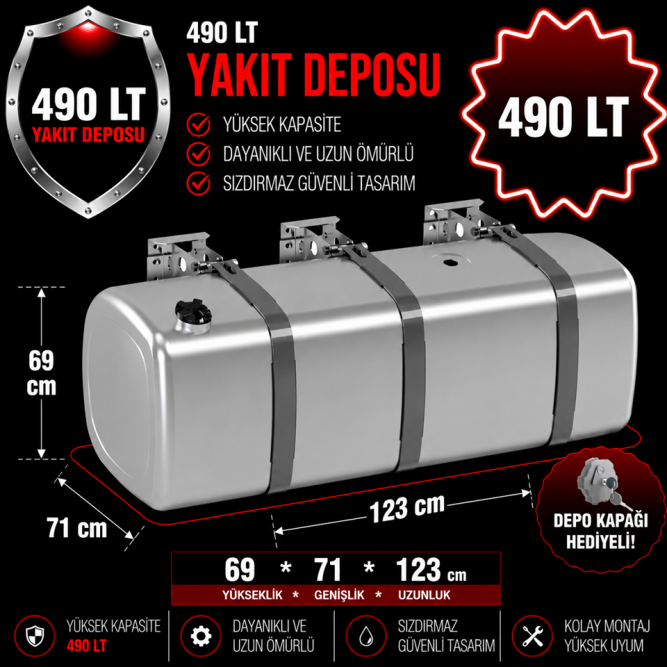 RENAULT 490 LT ALÜMİNYUM AYAKLI YAKIT DEPOSU 69*71*123