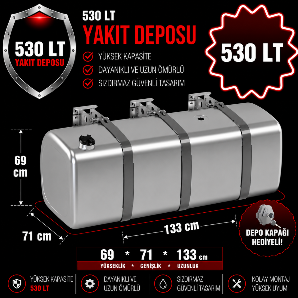 RENAULT 600 LT ALÜMİNYUM AYAKLI YAKIT DEPOSU 69*71*153