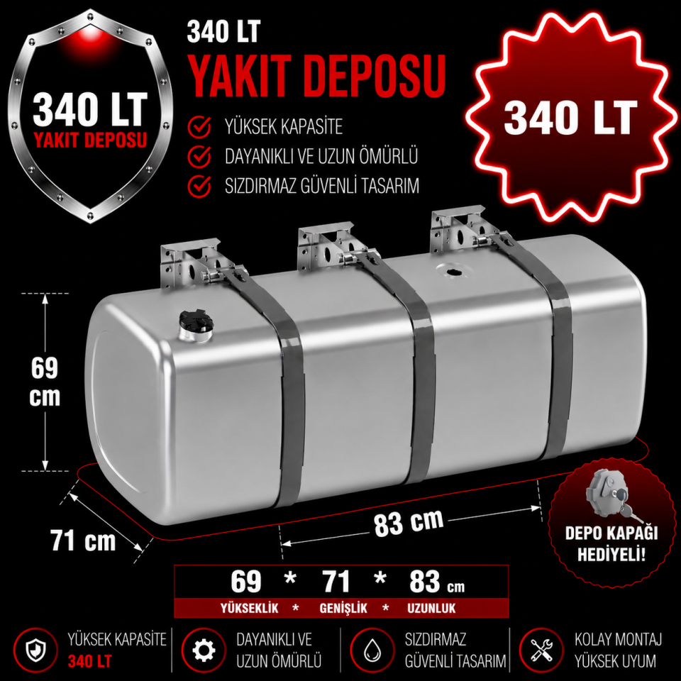 VOLVO 340 LT ALÜMİNYUM AYAKLI YAKIT DEPOSU 69*71*83