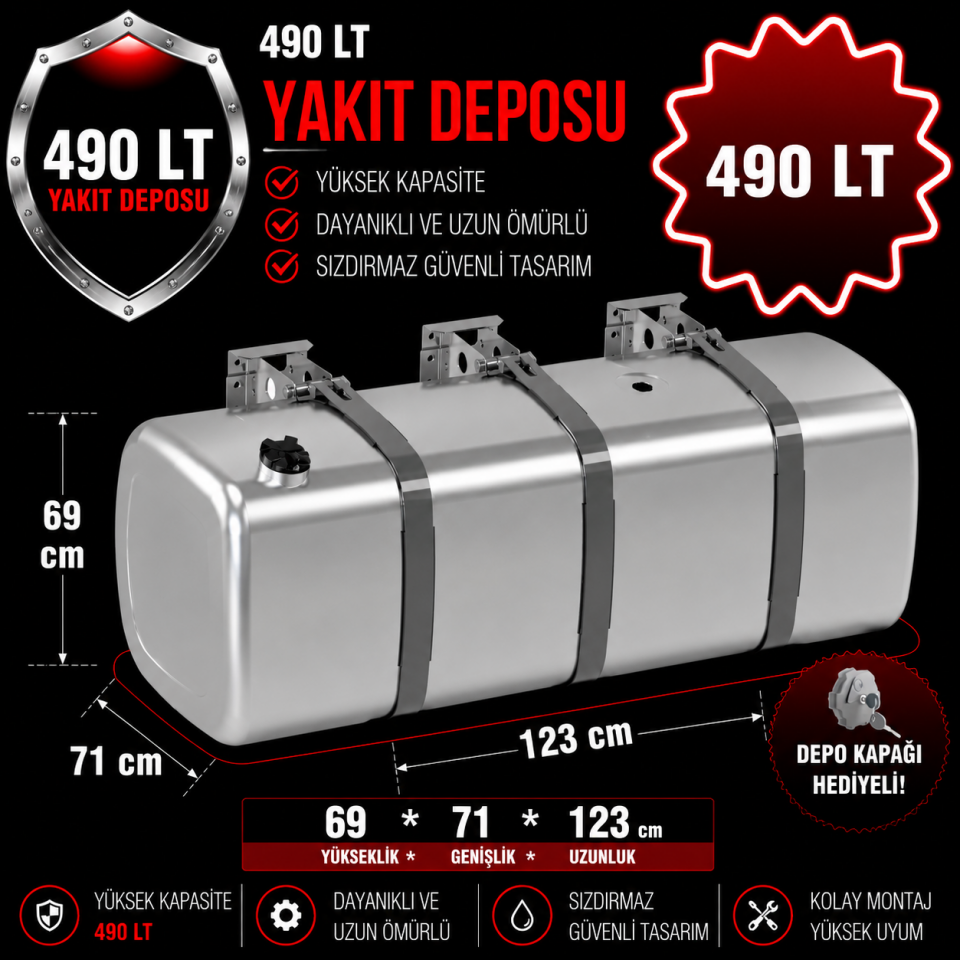 VOLVO 490 LT ALÜMİNYUM AYAKLI YAKIT DEPOSU 69*71*123