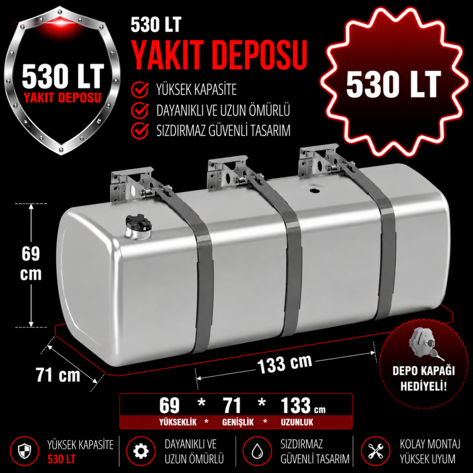 VOLVO 530 LT ALÜMİNYUM AYAKLI YAKIT DEPOSU 69*71*133