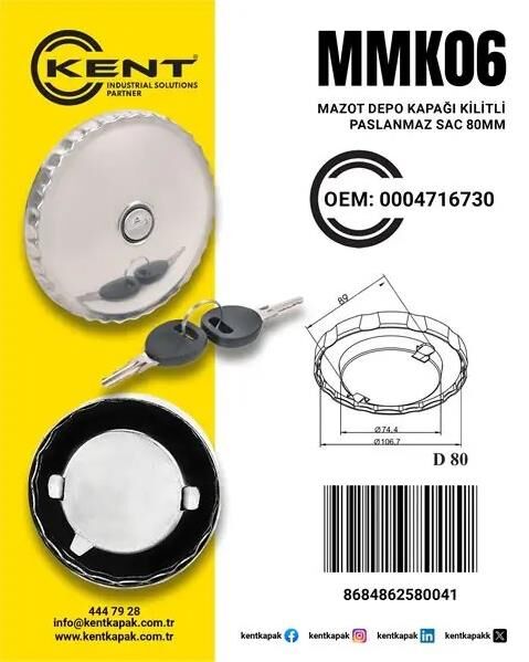 MERCEDES MAZOT DEPO KAPAĞI SAÇ KİLİTLİ (NİKEL) (80) 0004716730