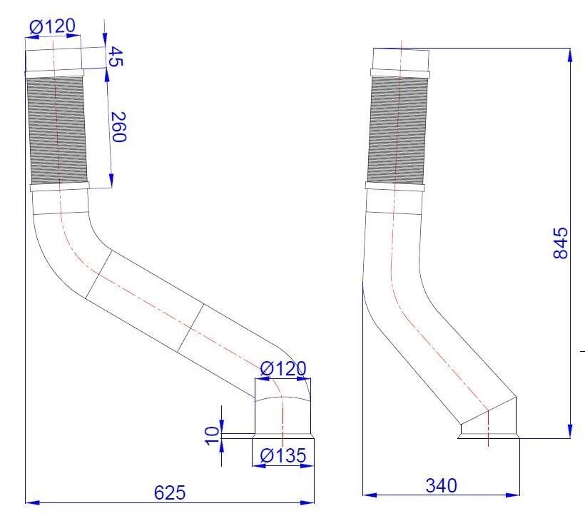 Tuyau de sortie spiralé vertical MAN TGS EURO 4-5 81152055359 81152055394