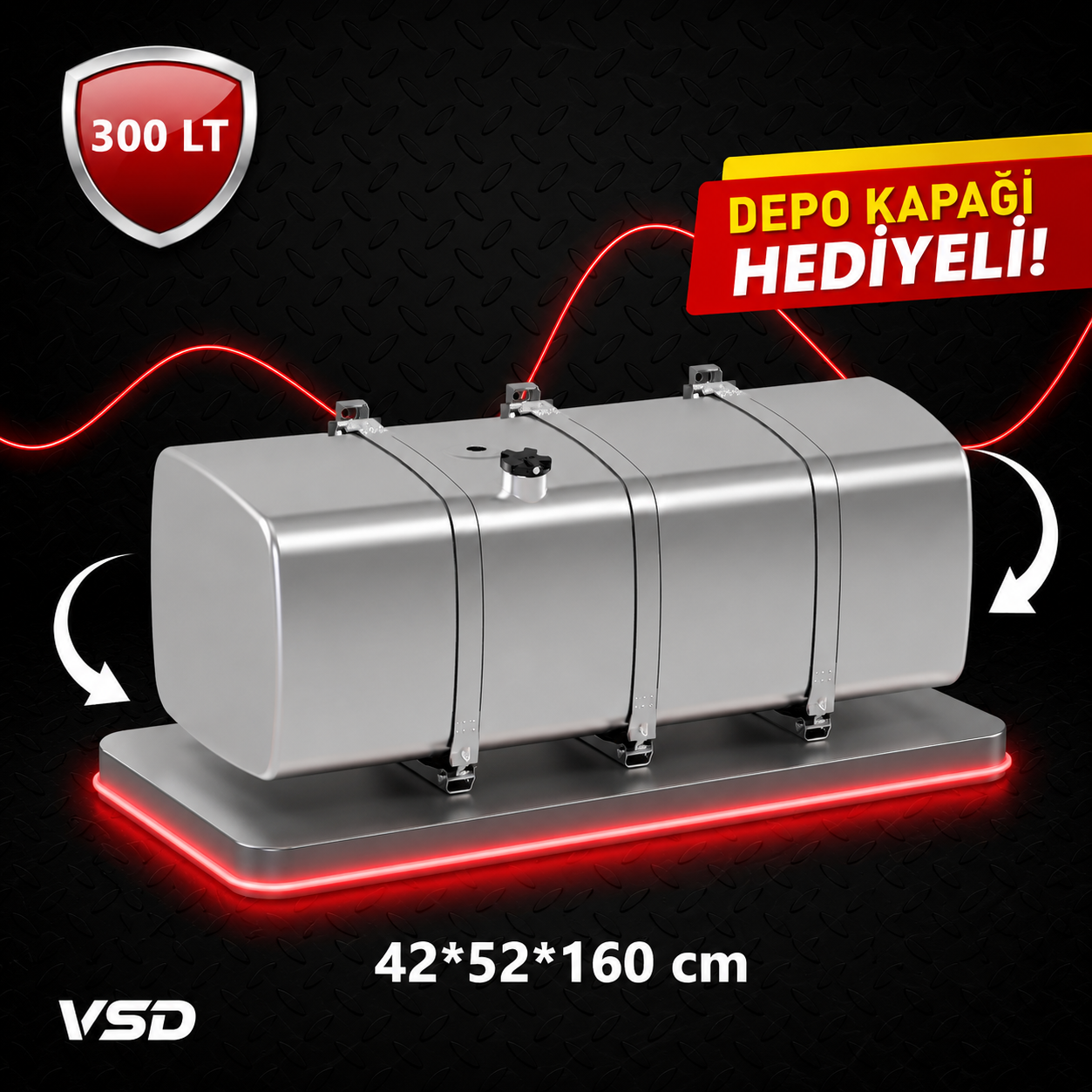 IVECO 300 LT ALÜMİNYUM AYAKLI YAKIT DEPOSU 42*52*160