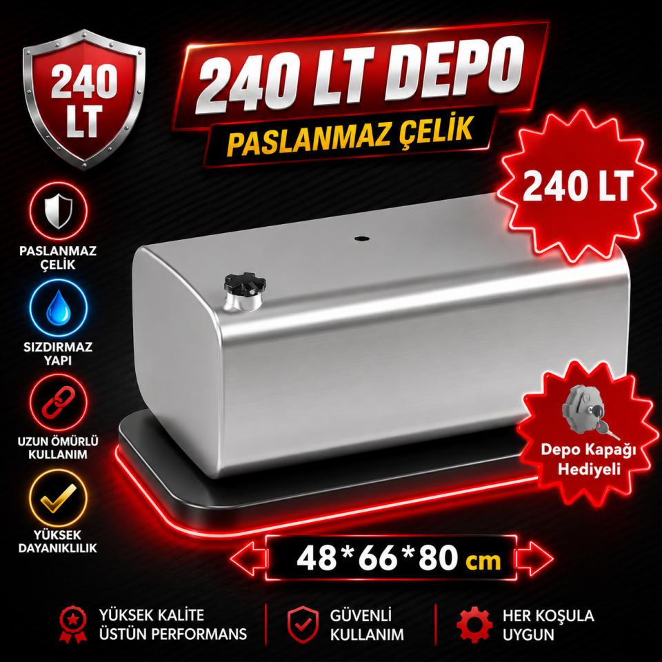 FORD 240 LT ALÜMİNYUM AYAKSIZ YAKIT DEPOSU 48*66*80