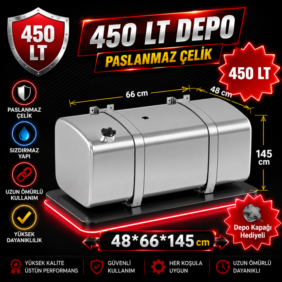 FORD 450LT ALÜMİNYUM AYAKLI YAKIT DEPOSU 48*66*145