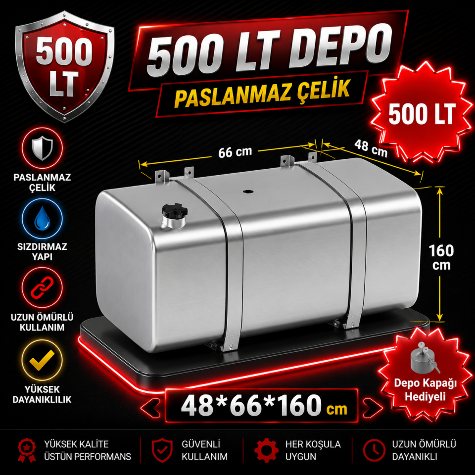 FORD 500LT ALÜMİNYUM AYAKLI YAKIT DEPOSU 48*66*160