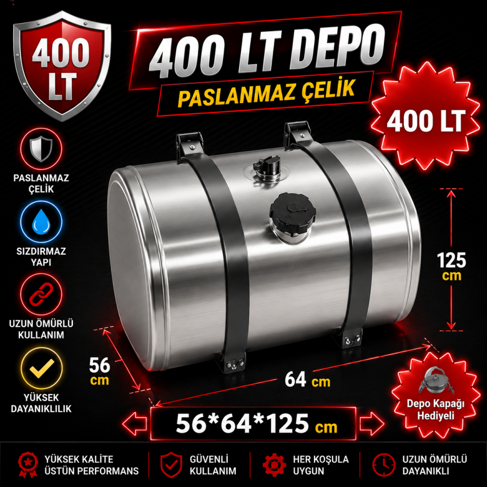 MERCEDES (3028- 3029-3228-3240- 3340- 4140) 400-Liter-Aluminium-Kraftstofftank mit stehenden Abmessungen 56*64*125