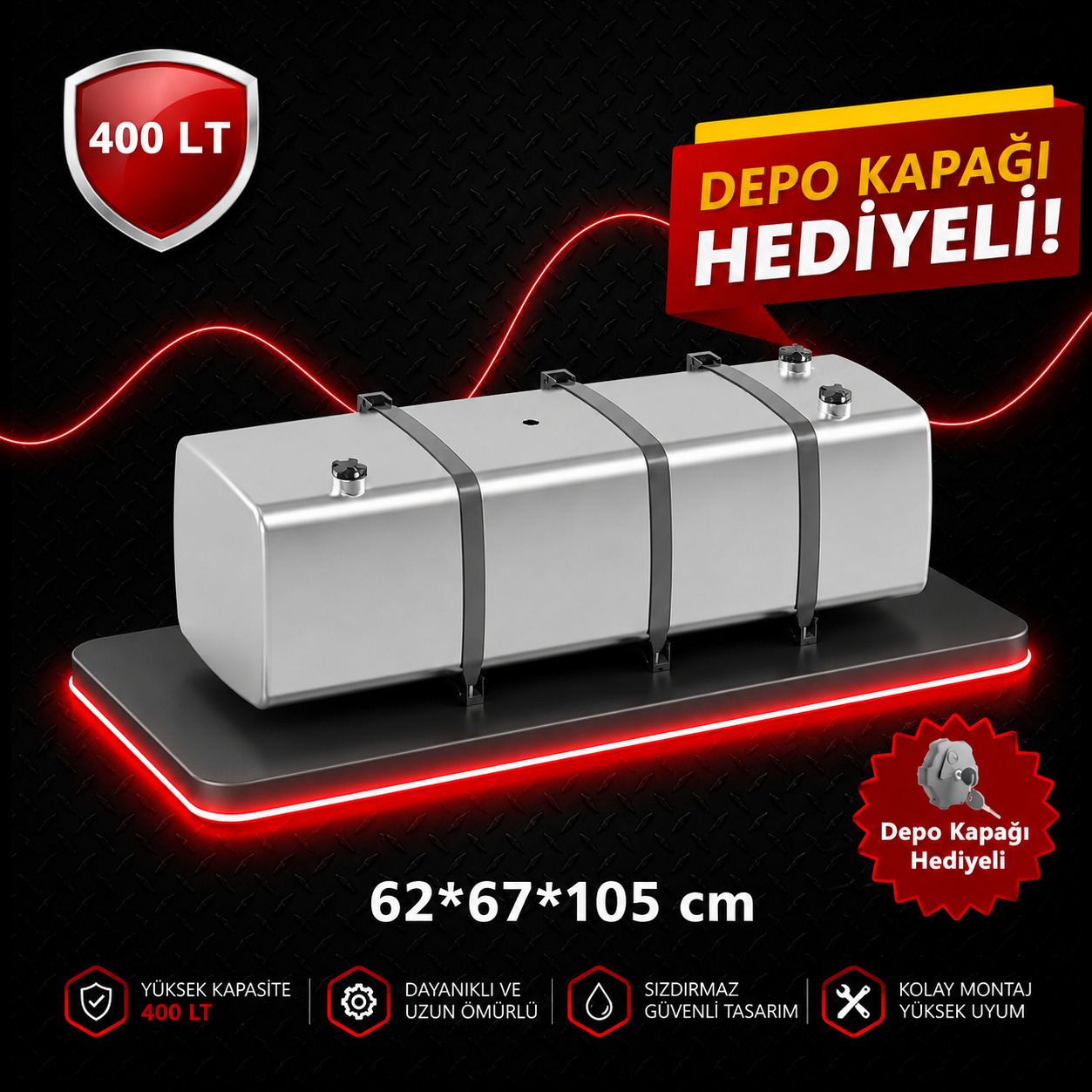 MAN 400 LT ALÜMİNYUM AYAKLI YAKIT DEPOSU 62*67*105