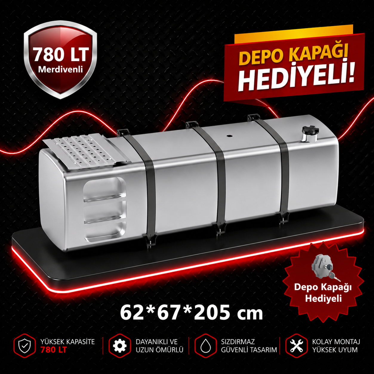 MAN 780 LT MERDİVENLİ ALÜMİNYUM AYAKLI YAKIT DEPOSU 62*67*205