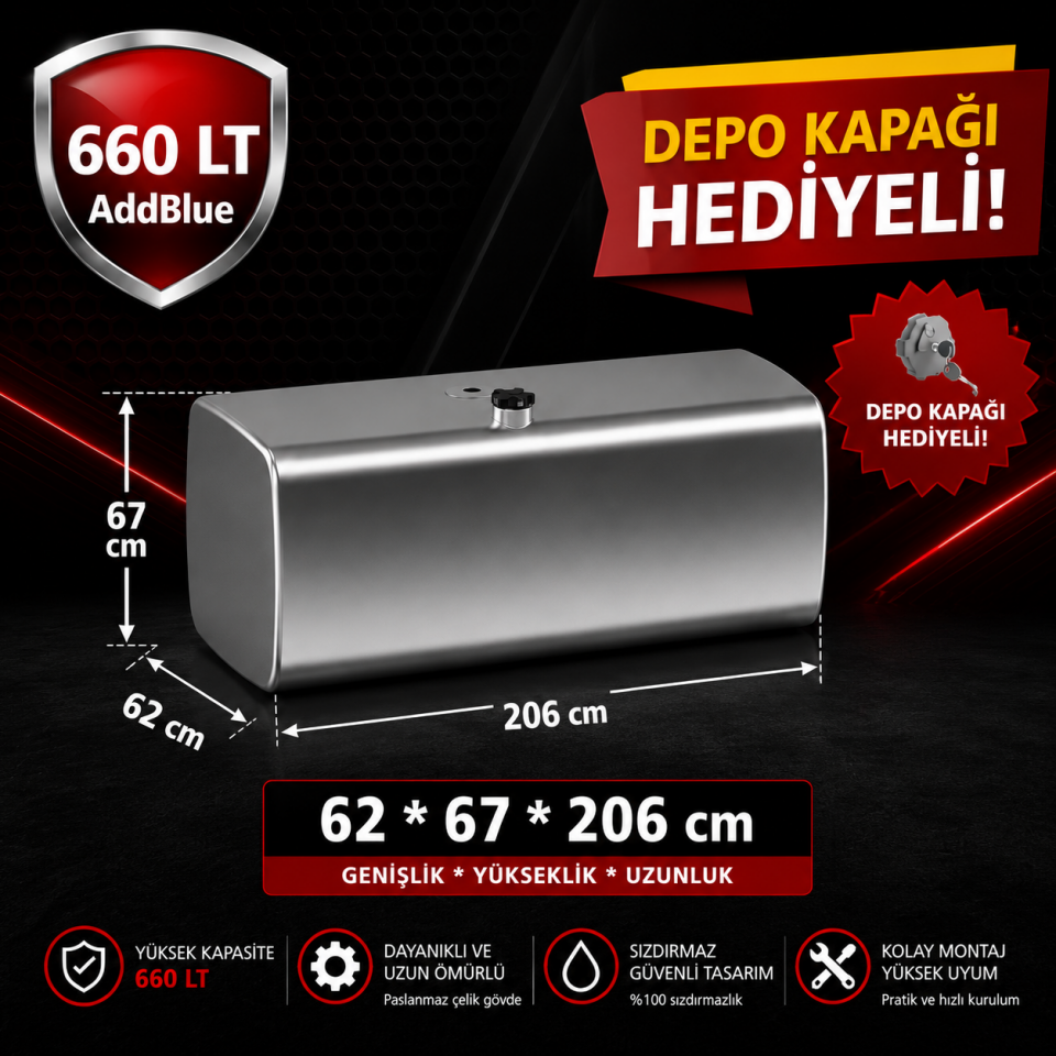 MAN 660 LT ADBLUE ALÜMİNYUM AYAKSIZ YAKIT DEPOSU 62*67*206