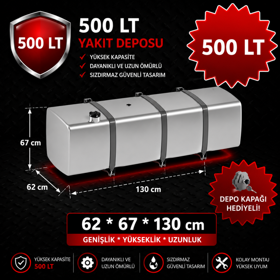 MERCEDES 500 LT ALÜMİNYUM AYAKLI YAKIT DEPOSU 62*67*130