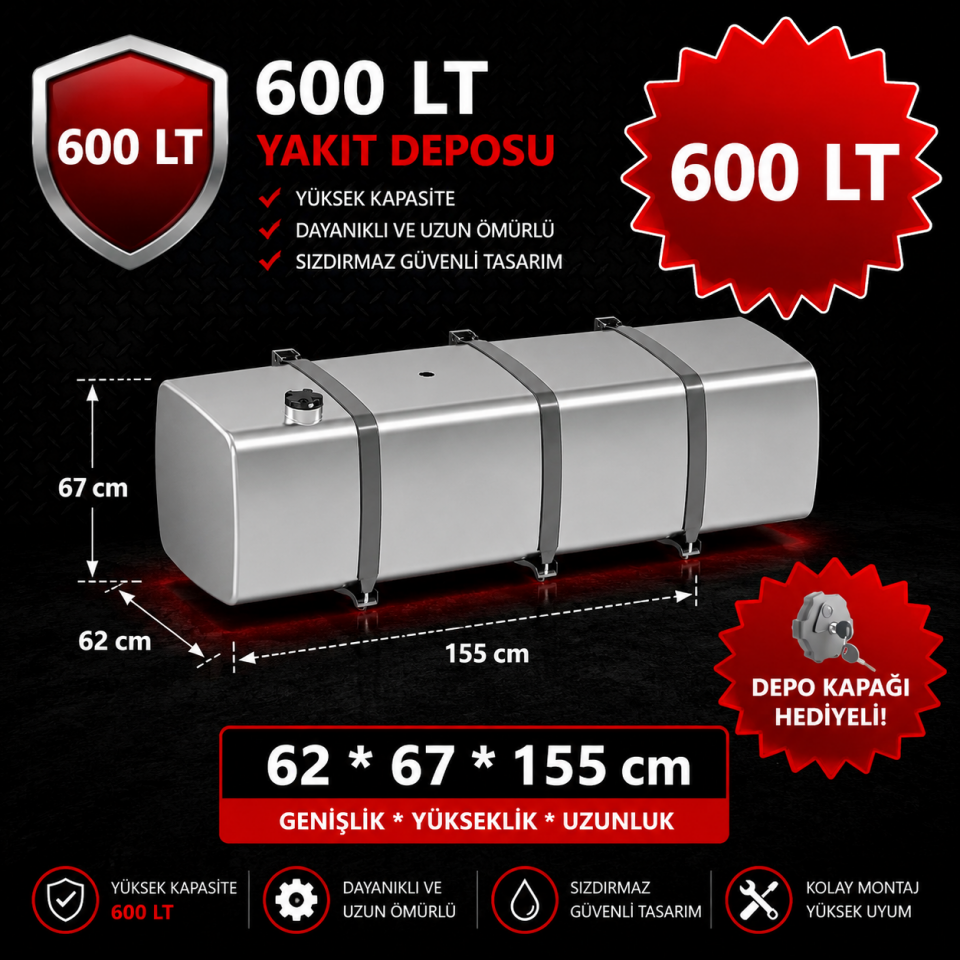 MERCEDES 600 LT ALÜMİNYUM AYAKLI YAKIT DEPOSU 62*67*155