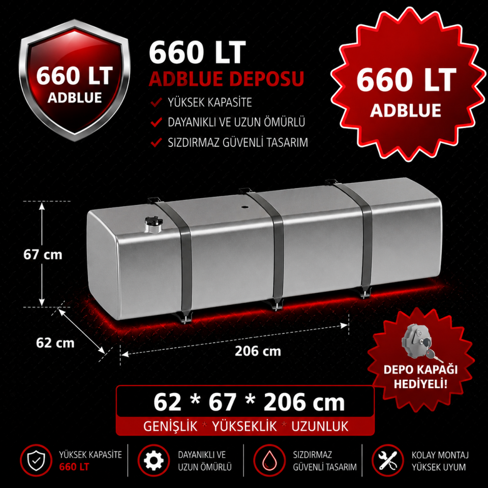 IVECO 660 LT ADBLUE ALÜMİNYUM AYAKLI YAKIT DEPOSU 62*67*206