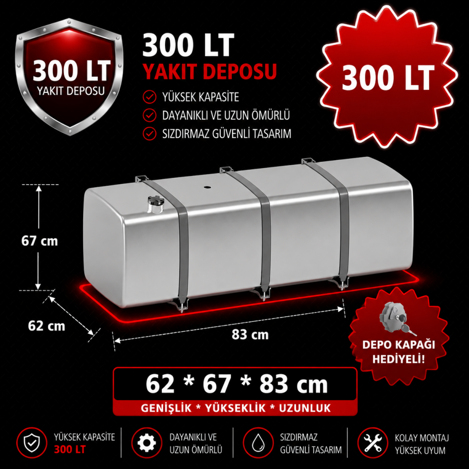 DAF 300 LT ALÜMİNYUM AYAKLI YAKIT DEPOSU 62*67*83