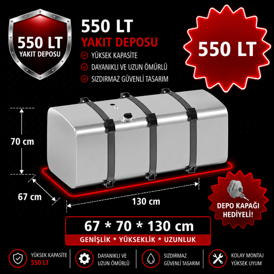 SCANIA 550 LT ALÜMİNYUM AYAKLI YAKIT DEPOSU 67*70*130