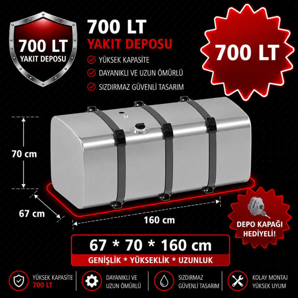 SCANIA 700 LT ALÜMİNYUM AYAKLI YAKIT DEPOSU 67*70*160