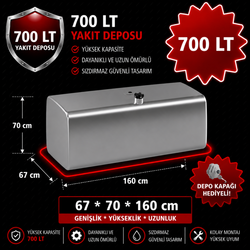 SCANIA 700 LT ALÜMİNYUM AYAKSIZ YAKIT DEPOSU 67*70*160