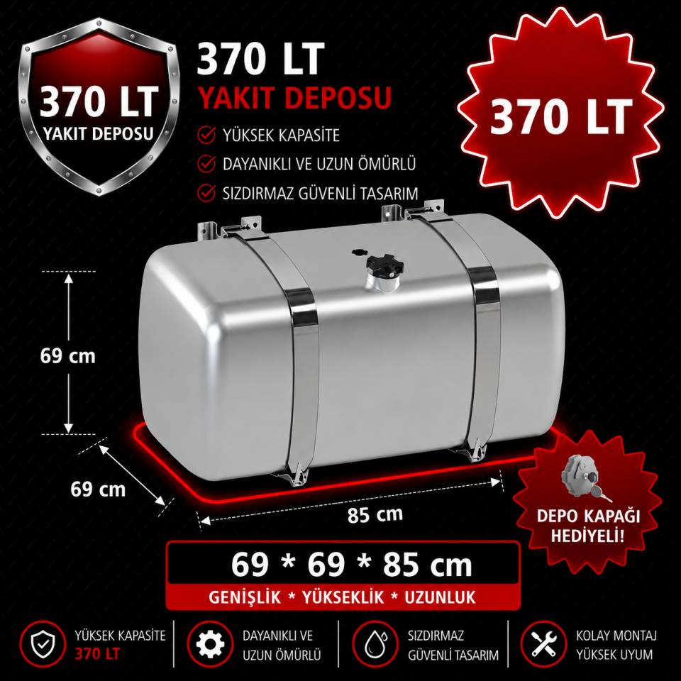 MAN 370 LT ALÜMİNYUM AYAKLI YAKIT DEPOSU 69*69*85