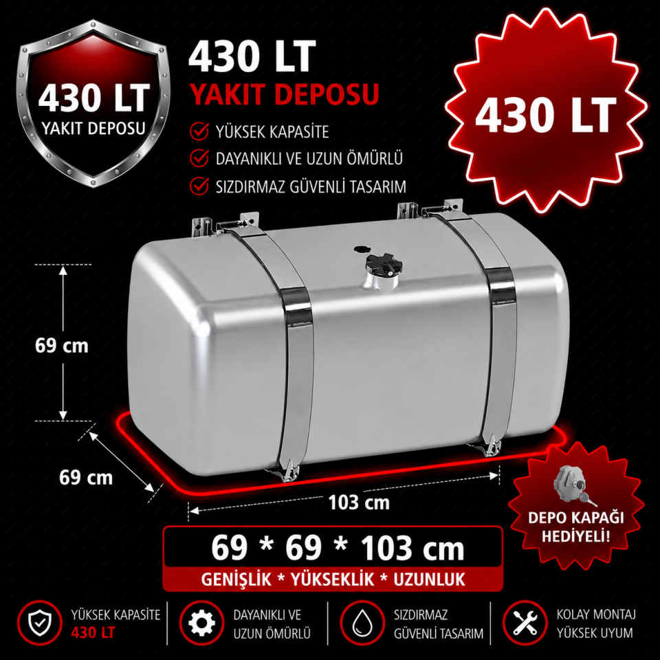 MAN 430 LT ALÜMİNYUM AYAKLI YAKIT DEPOSU 69*69*103