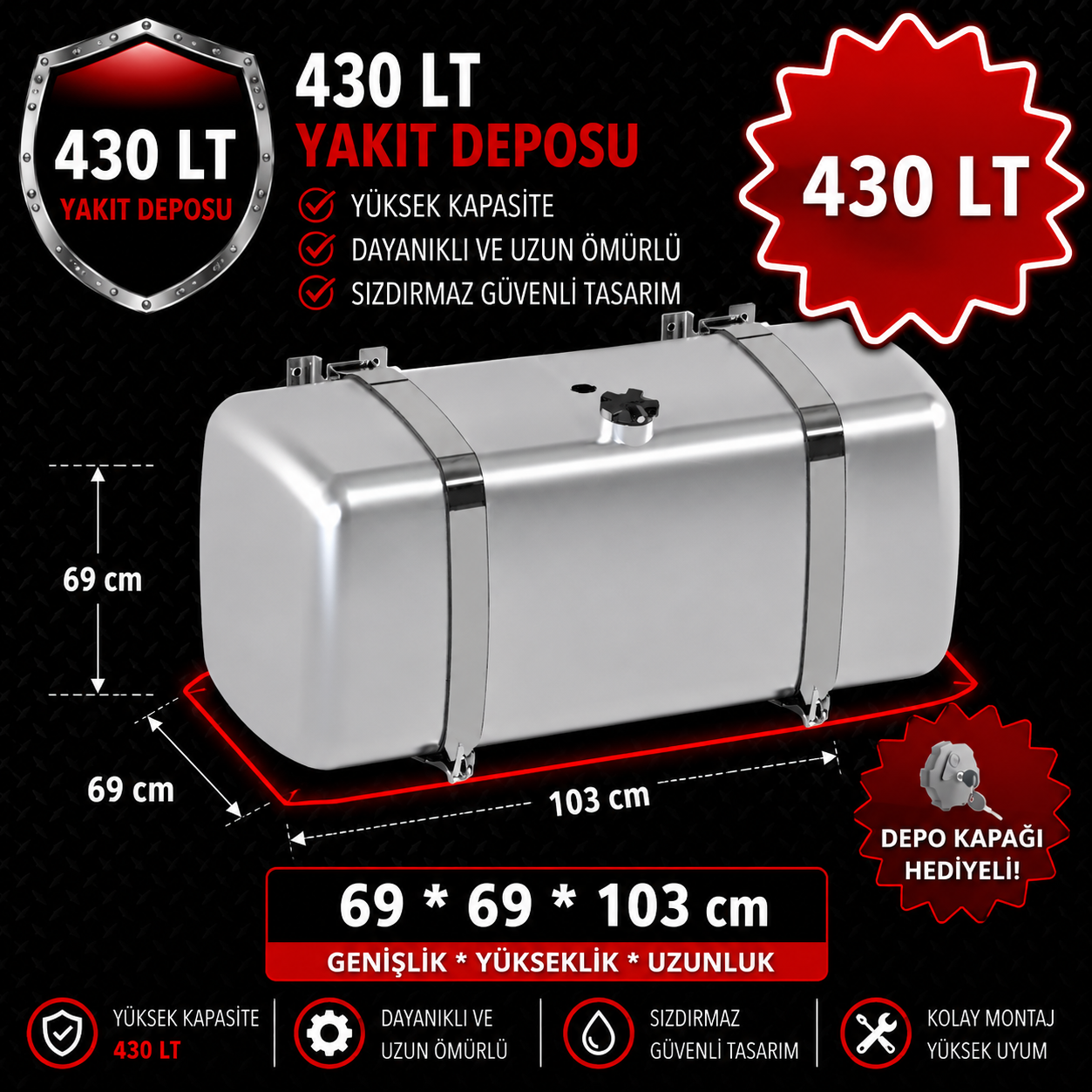 MERCEDES 430 LT ALÜMİNYUM AYAKLI YAKIT DEPOSU 69*69*103